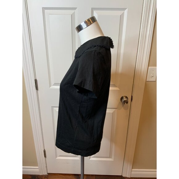 Comme Des Garcons tricot Black Short Sleeve Peter Pan Collar T-Shirt Lace Size S - Picture 4 of 8